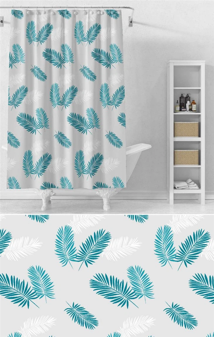 Leaf Design Peva Shower Curtains 68gsm